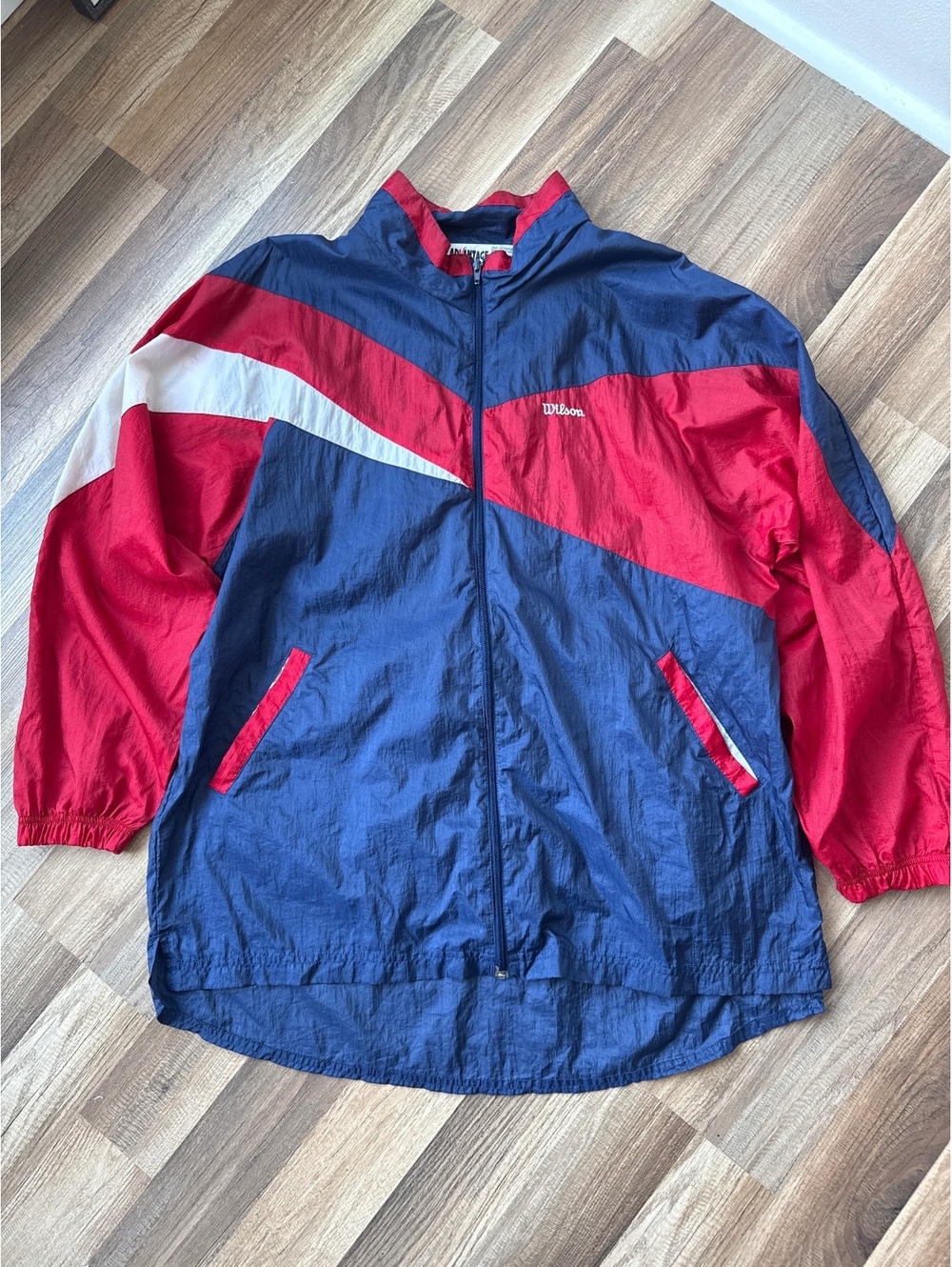 Vintage 90s Wilson Advantage Windbreaker XL Red Blue Colorblock Jacket Oversized